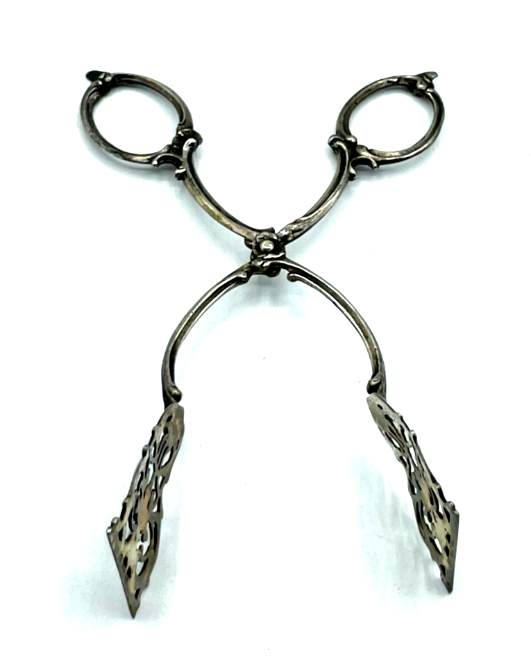 Antik 800 Silber Konfekt Pralinen Zange Vorleger Durchbruch floral Dekor 37 Gr.4