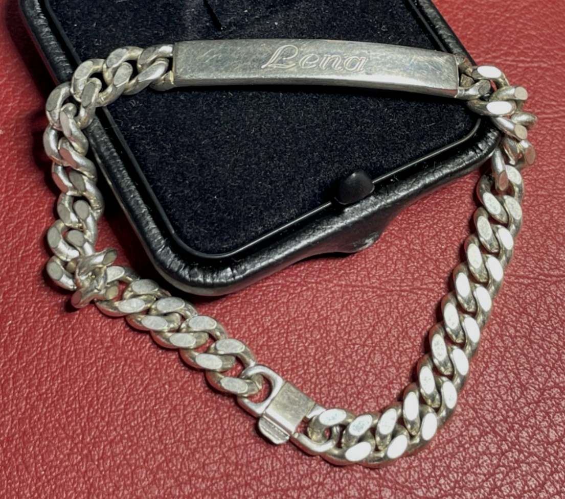 925 Silber Armband Namensband LENA Panzerband L 20,5 B 0,7 cm0