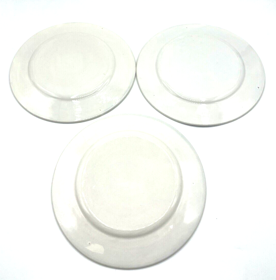 * Antik 3 Keramik Teller Landschaft Szenerie vor 1900 Silber Rand Dekor Ø 18,2cm10