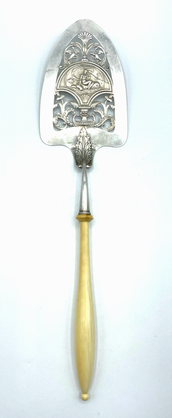 Antiker Fisch o Pastetenheber 13 Lot Silber Stadtmarke Heilbronn vor 1880 L 33cm1