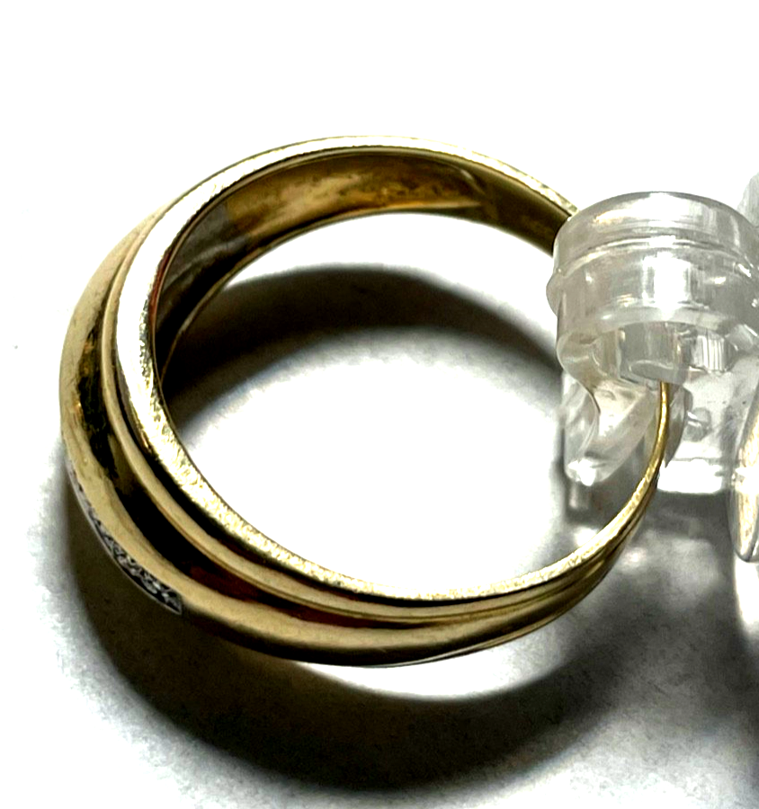 585 Gold 14 K Ring Bandring + 11 Diamanten Bandring RG 63 Ø 20 mm sehr gepfl4