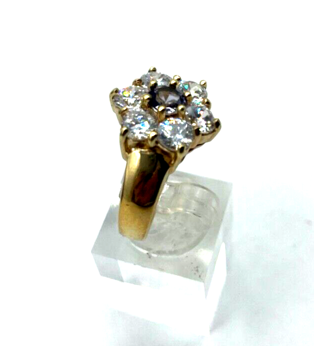 925 Silber Ring vergoldet Silberring üppig Zirkonia Amethyst Lila Ø 19 mm RG 609