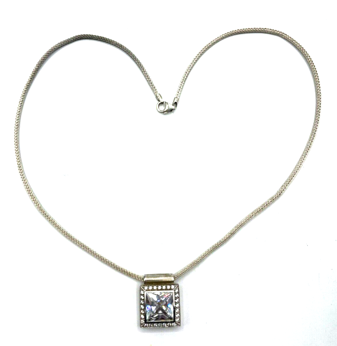 Moderne 925 Silber Kette Fuchsschwanz Dekor + gr. Zirkonia Anhänger solide5