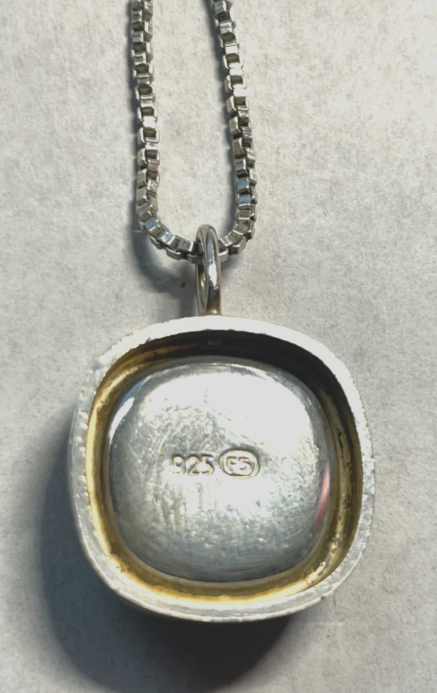Vintage FS Franz Scheurle Karneol Cabochon Anhänger 925 Silber an Silberkette6