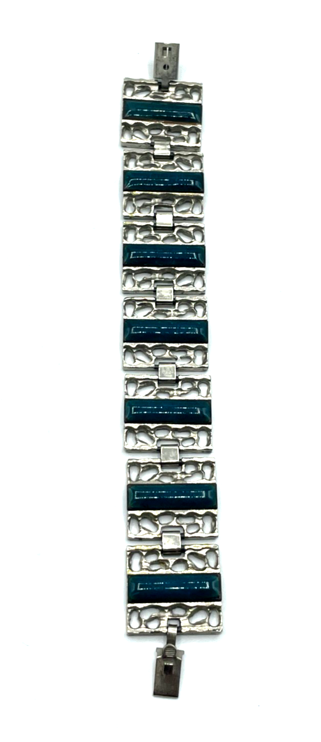 70erJ Armband vintage Brutalist Modeschmuck mit Emaille L 20 B 2,8 cm0