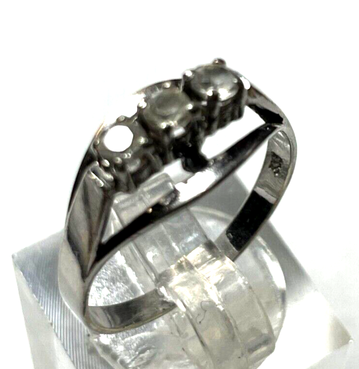 333 Gold 8 K Ring Weißgold 3 Weißtopas Vorsteckring RG 57 gepflegt3
