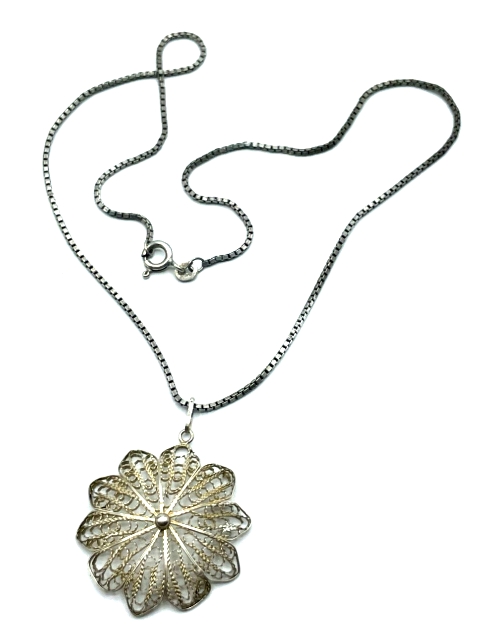 Eleganter kleiner vintage 835 Silber Filigransilber  Anhänger + Venezianer Kette5