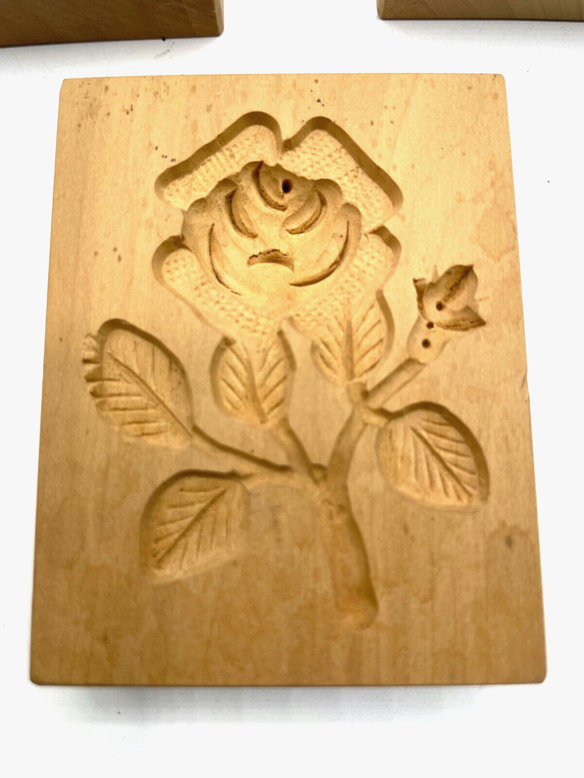 4x kl. Holzmodel Springerle Model Backmodel Holz Handarbeit diverse Motive Rose4