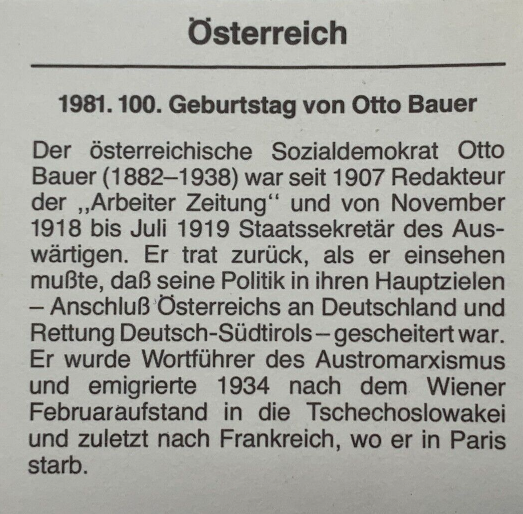 500 Schilling Österreich - Silber Münze - 100. Geburtstag Otto Bauer - PP2