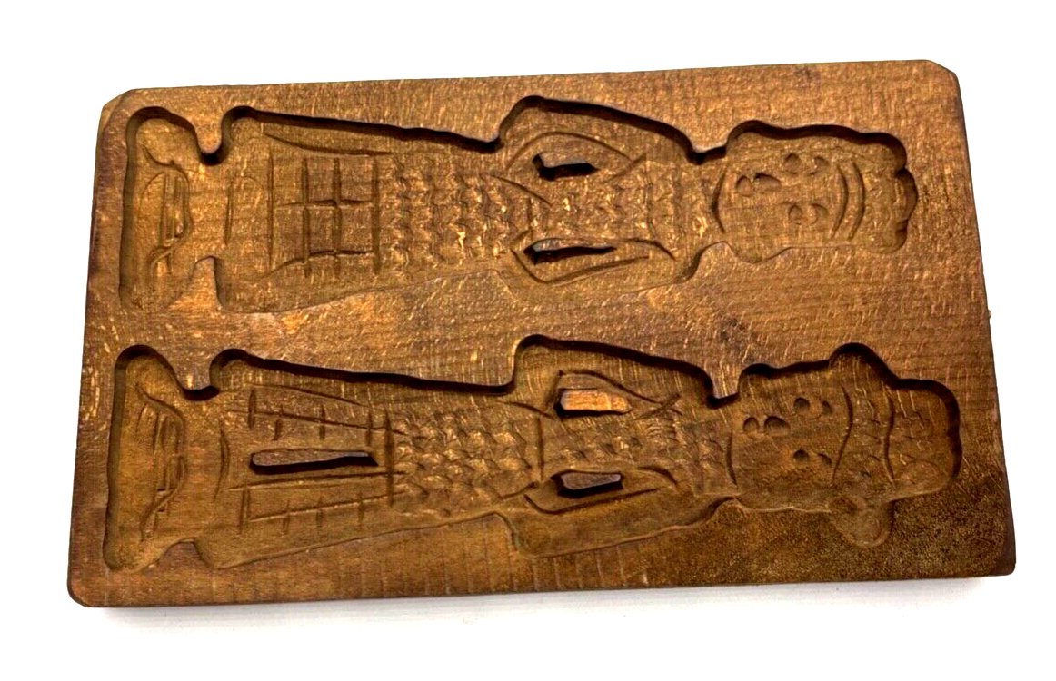 Antik große Biedermeier Holzmodel Spekulatius Form Backmodel PAAR Handarbeit1