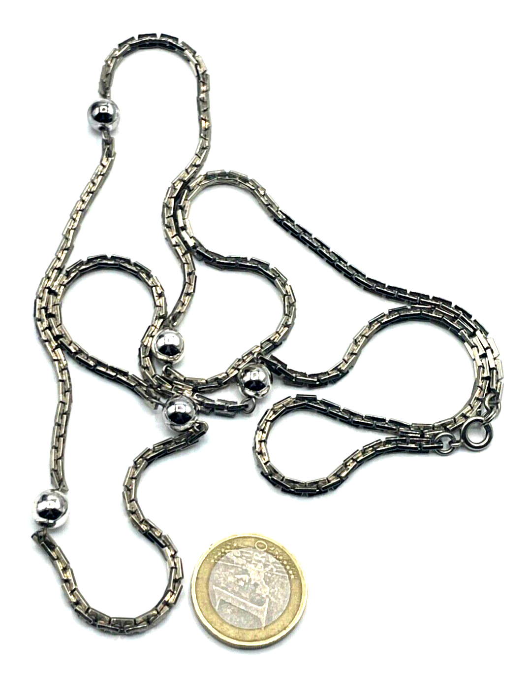 Klassische Eleganz real vintage Blusenkette Pulloverkette L82 versilbert wie neu0
