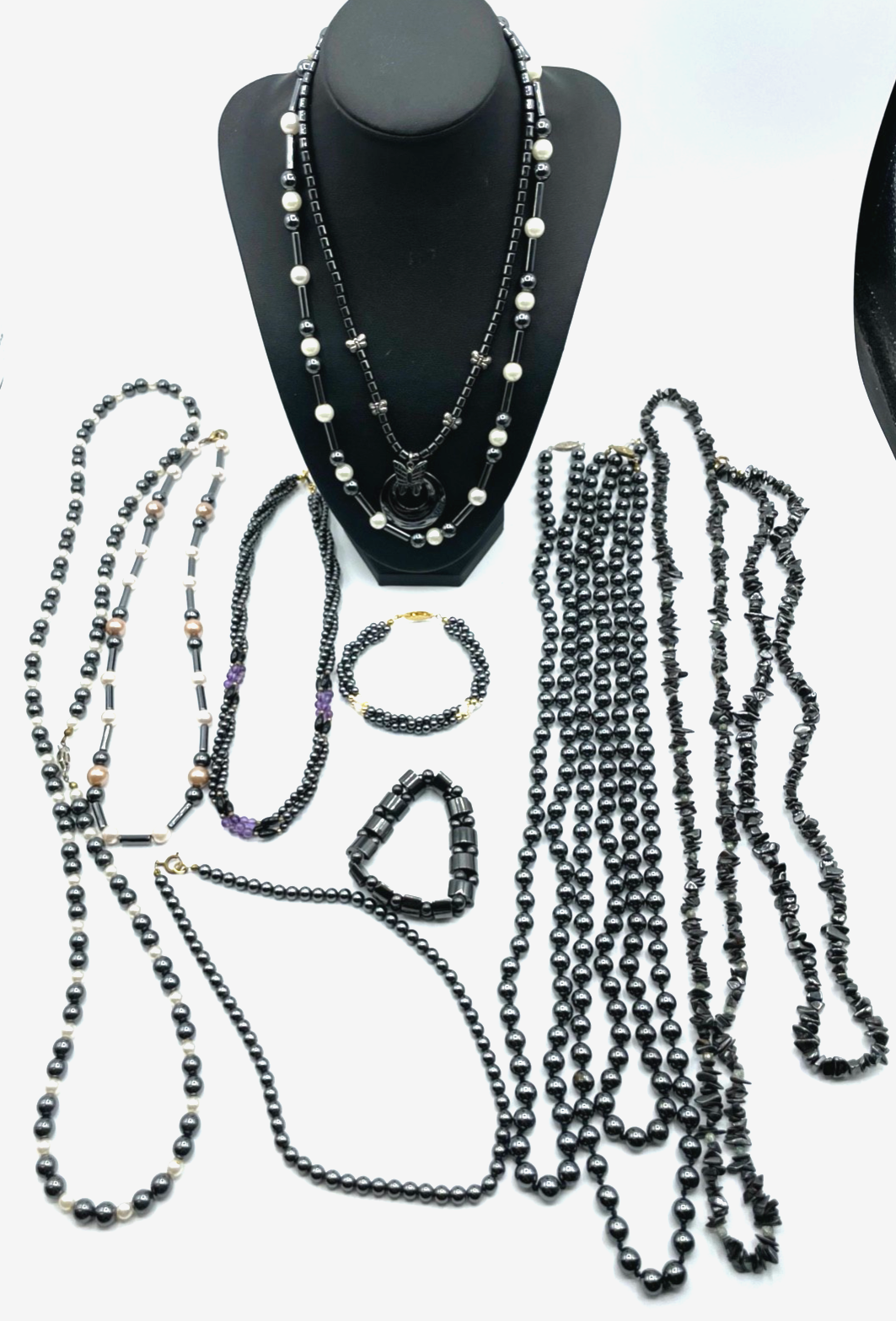 Konvolut Hämatit Schmuck Blutstein 11 x Kette + 2 x Armband gepflegt0