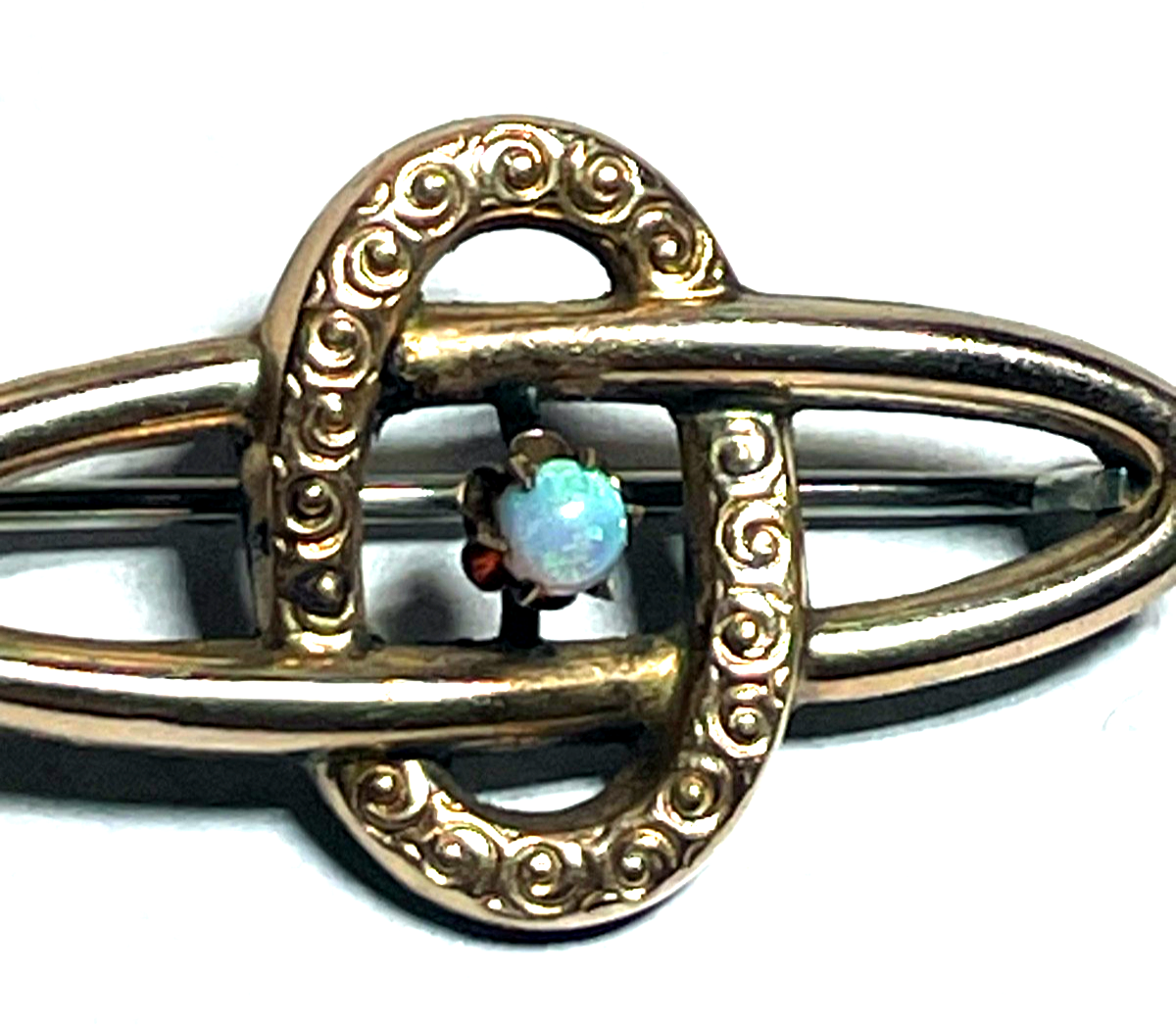 Antik Golddouble Rotgold farb. Brosche Anstecknadel Opal um 1900 top gepflegt2