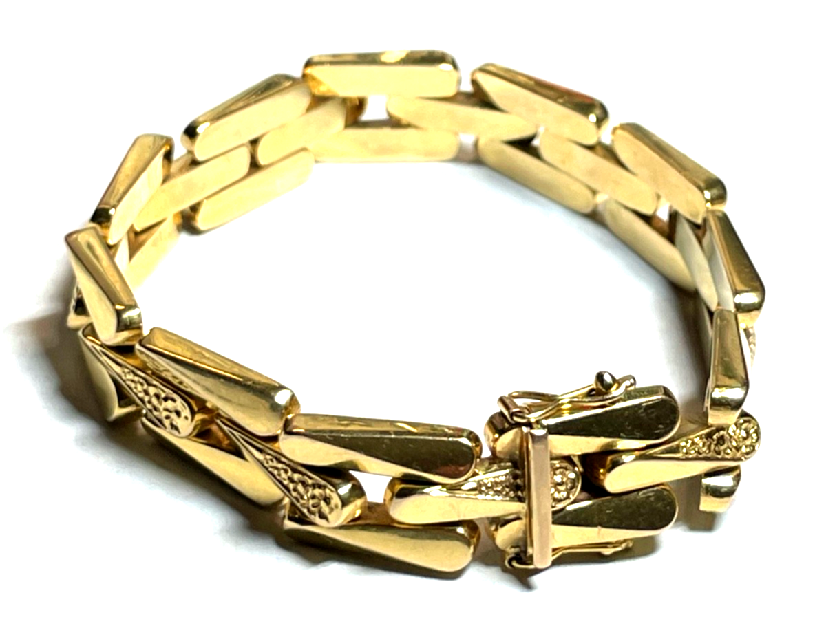 Solides 750 Gold 18 K apartes Armband Juwelier L 18,5 cm B 12 mm gepflegt 29,097