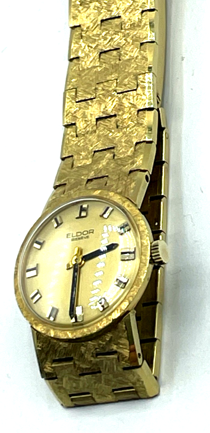 Vintage top gepflegt ELDOR Genéve Damen Armbanduhr Handaufzug Gold farbig 60er J14