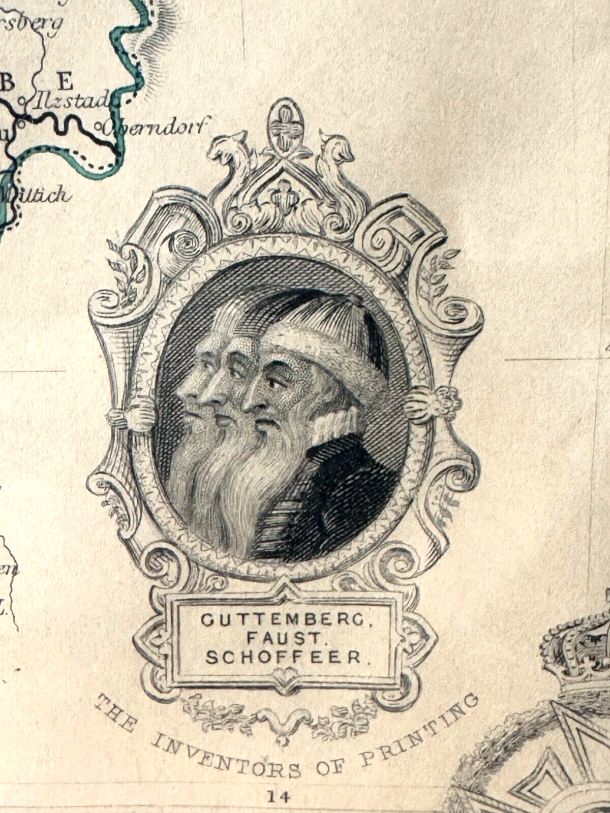 Landkarte Germany Deutschland 1853 - Stahlstich mit Städteansichten - J. Rapkin8