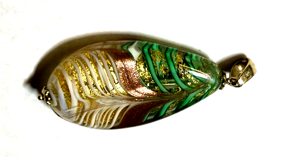 Edler 375 Gold 9 K Murano Glas Anhänger Juwelier Handarbeit gr. Amulett gepflegt2