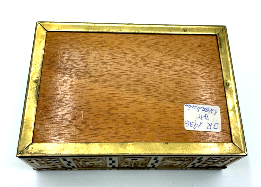Art Déco Erhard & Söhne Schatulle Box Messing farbig mit Schlüssel orig. 30er J6
