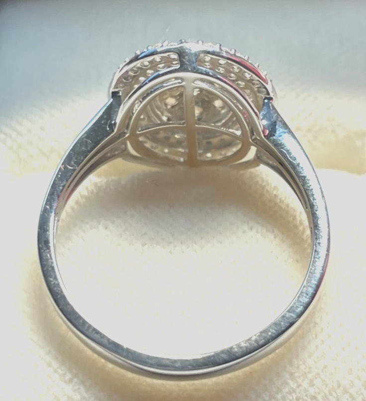 585 Gold 14 K Weißgold Entourage Ring Brillanten 2 farbig Ø 17,8 mm RG 56 gepfl.6