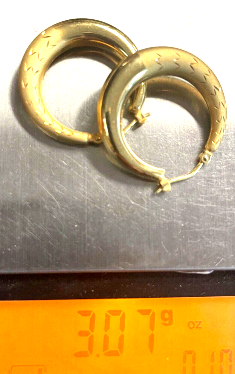 375 Gold 9 K Ohrringe Creolen 2 seitig tragbar Ø 25 mm B 5 mm Juwelier gepflegt9
