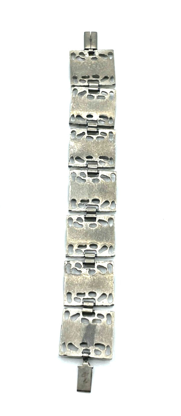 70erJ Armband vintage Brutalist Modeschmuck mit Emaille L 20 B 2,8 cm5