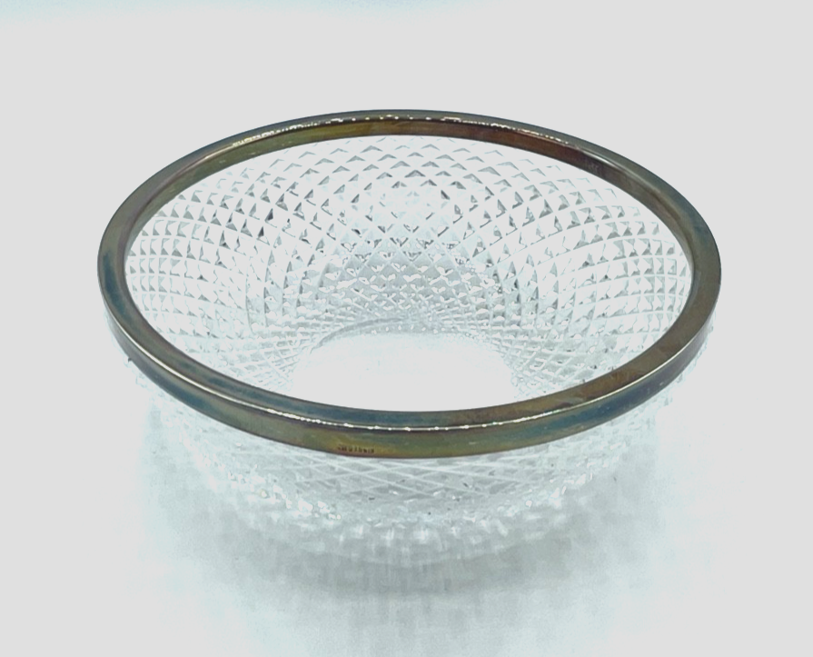Kristallglas Schüssel Glasschüssel mit 835 Silber Rand WTB Ø 15,5 cm H 5,5 cm0
