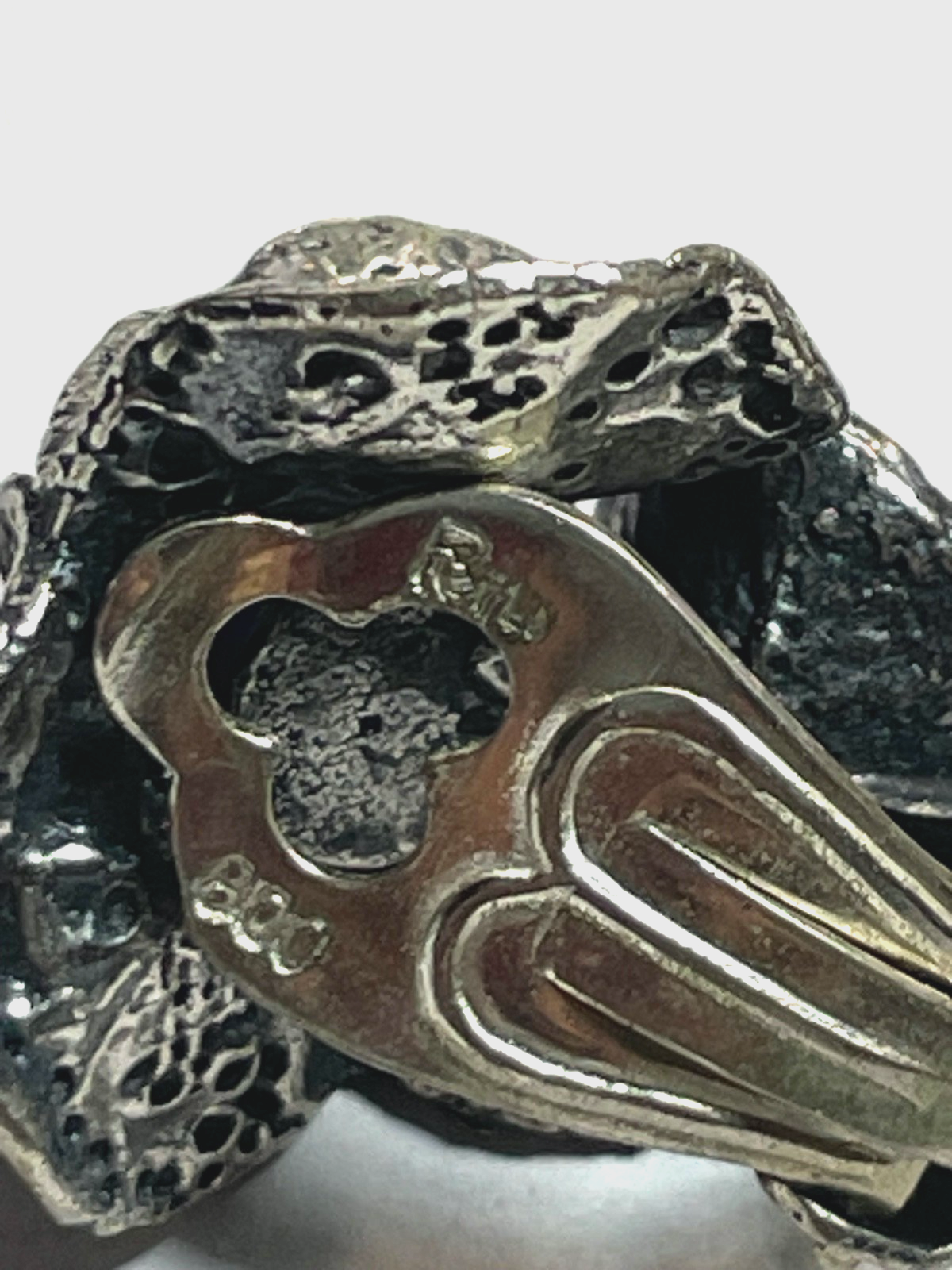 Stattlich elegante vintage 800 Silber Ohrclips Clips Amethyst Modernist Design3