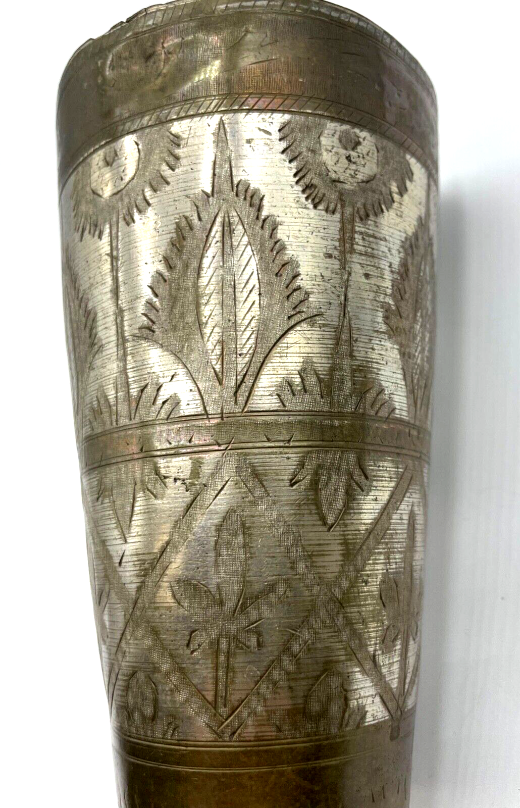 Alter Metall Becher Handarbeit Kupfer Zinn Isfahan Kunsthandwerk H 16 cm Nr. 25