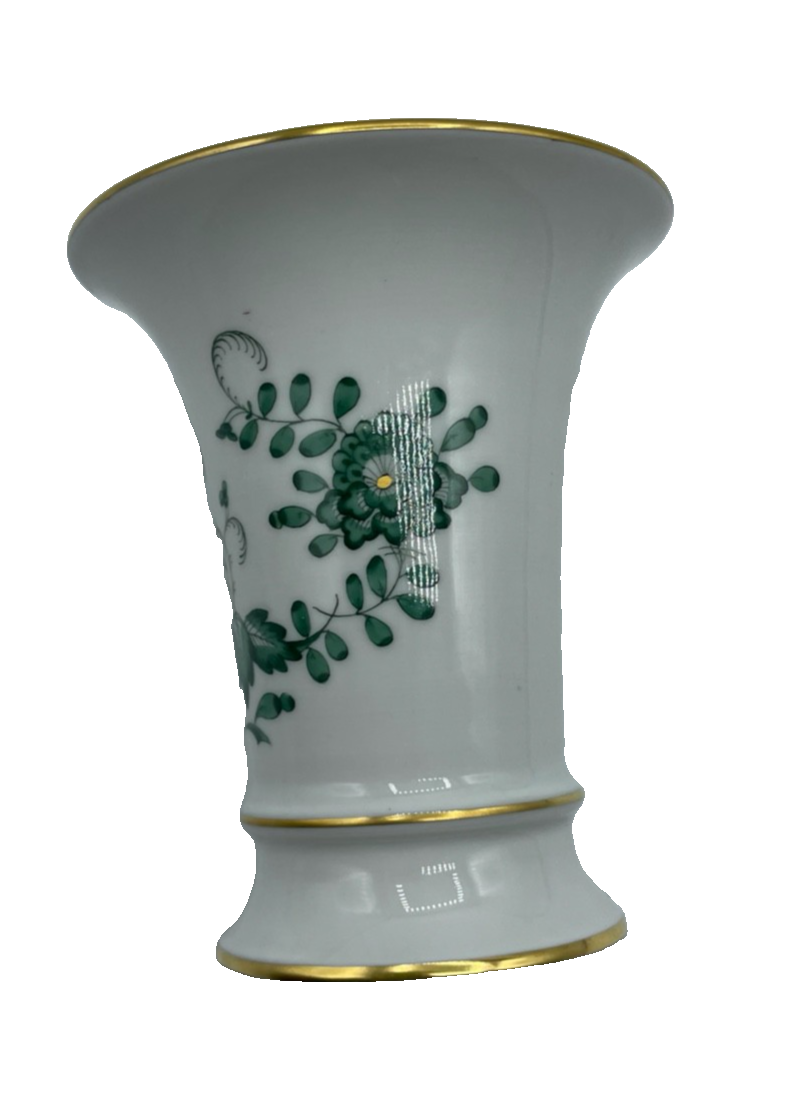 Antik Meissen Porzellan Trichtervase Vase indisch grün H 10 cm  1A Zustand7