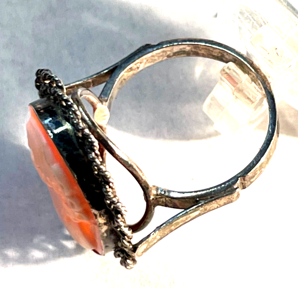 Vintage Gemme Handgeschnitten Cameo Ring 925 Silber RG 54 Ø 17 mm Handarbeit2