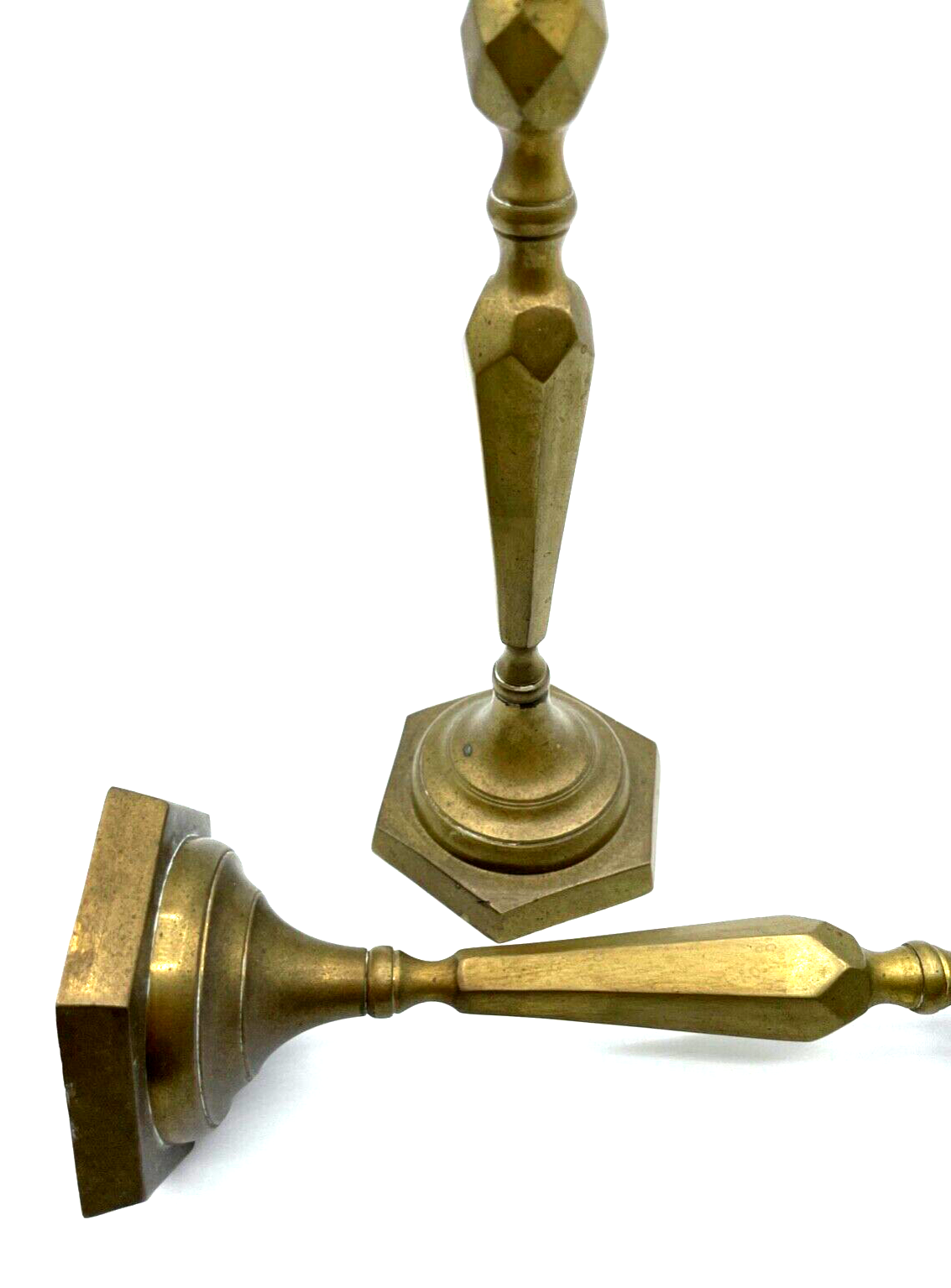 Paar massiv formschön Messing Kerzenleuchter 2 Kerzenständer H ca. 24 cm um 19005