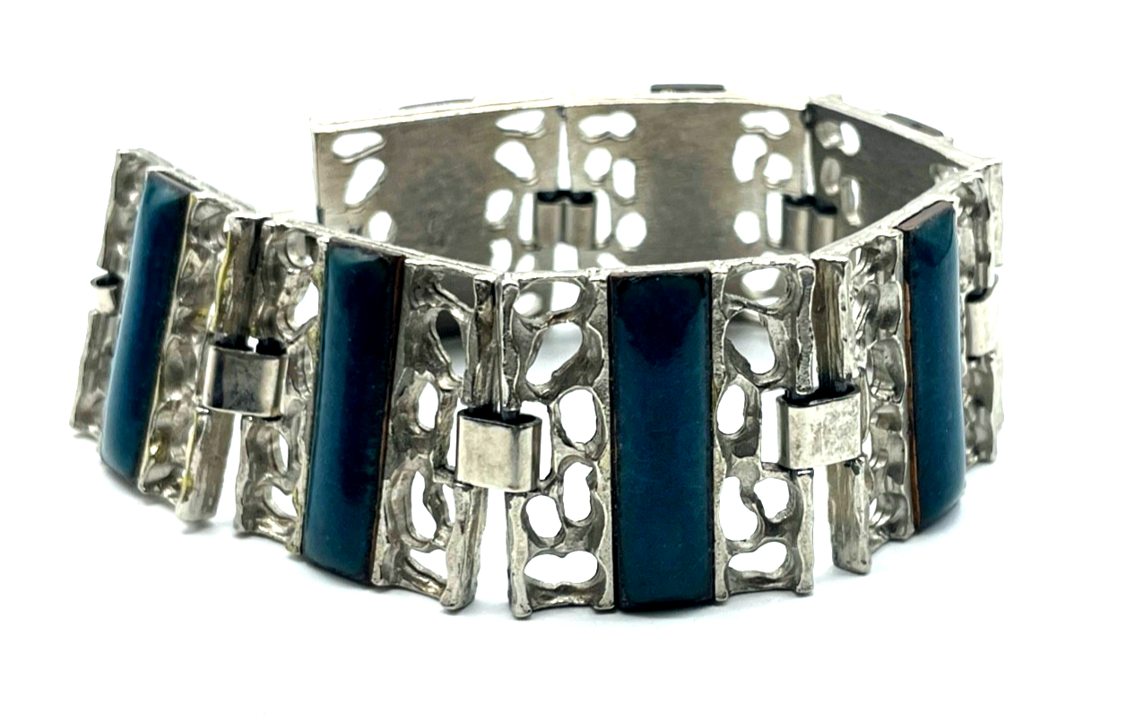 70erJ Armband vintage Brutalist Modeschmuck mit Emaille L 20 B 2,8 cm1