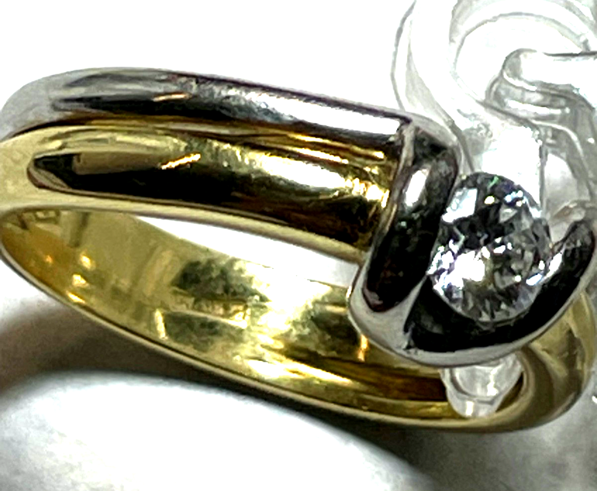 750 Gold 18 K Ring Solitär Brillant 0,5ct bicolor solide Juwelier Qualität RG 549