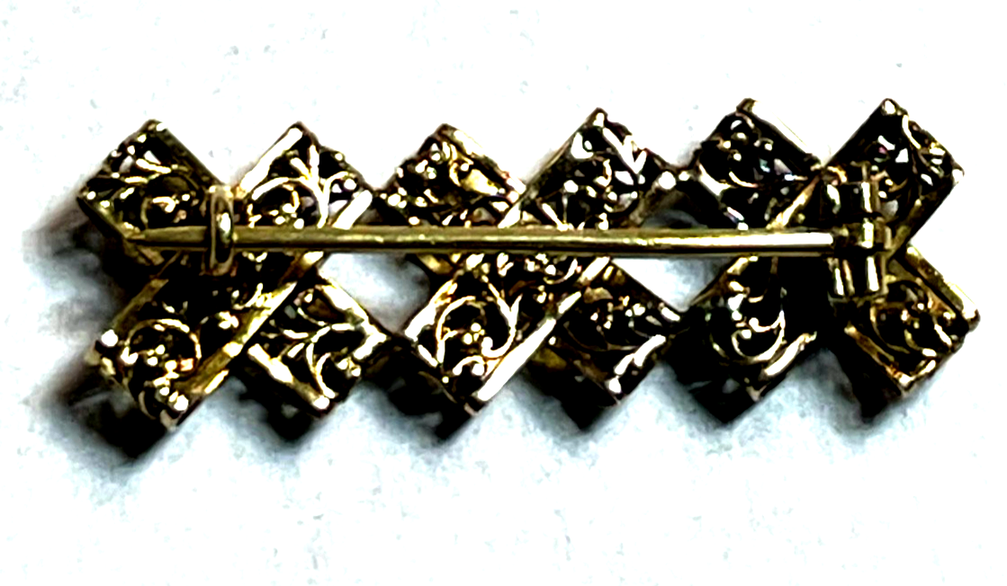 Sehr attraktive alte 585 Gold Brosche floral Durchbruch beidseitig Juwelier6