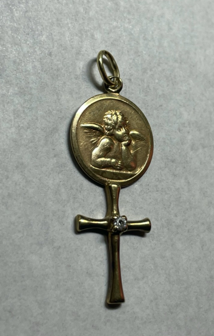 333 Gold 8 K Anhänger Gott Schütze Dich Schutzengel und Kreuz unisex Talisman4