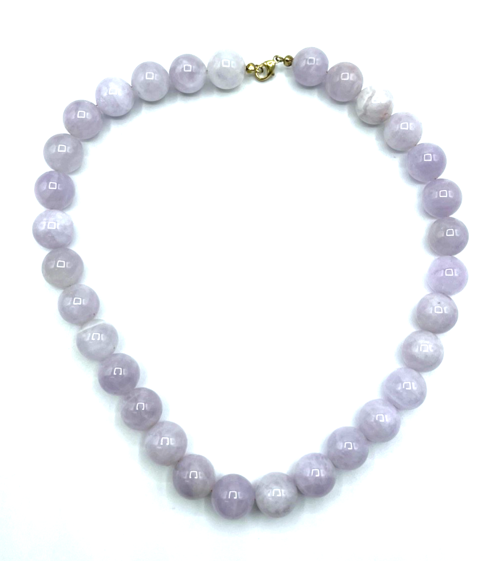 Statement Morganit Kugel Kette Collier Ø 13 mm mit 375 Gold 9 K Karabiner gepfl.3