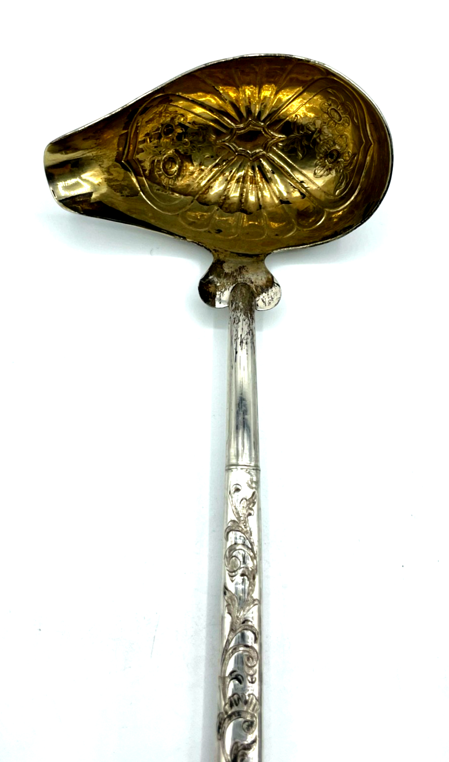 Antik  Biedermeier Silber 1 Vorleger Kelle alte Punzen L 38 cm teilvergoldet3