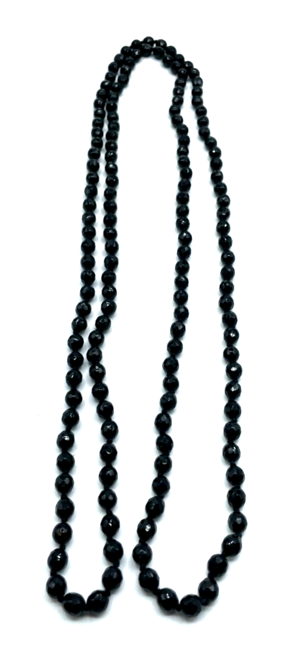 156 cm schwarze Glasperlen Kette Charleston Kette 20erJ Trauerschmuck geknotet4