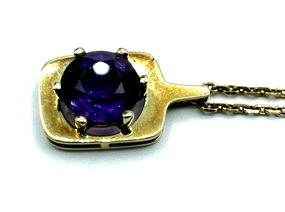 333 Gold 8 K FBM solide 46 cm Ankerkette mit Amethyst Ø 10 mm Anhänger klassisch16