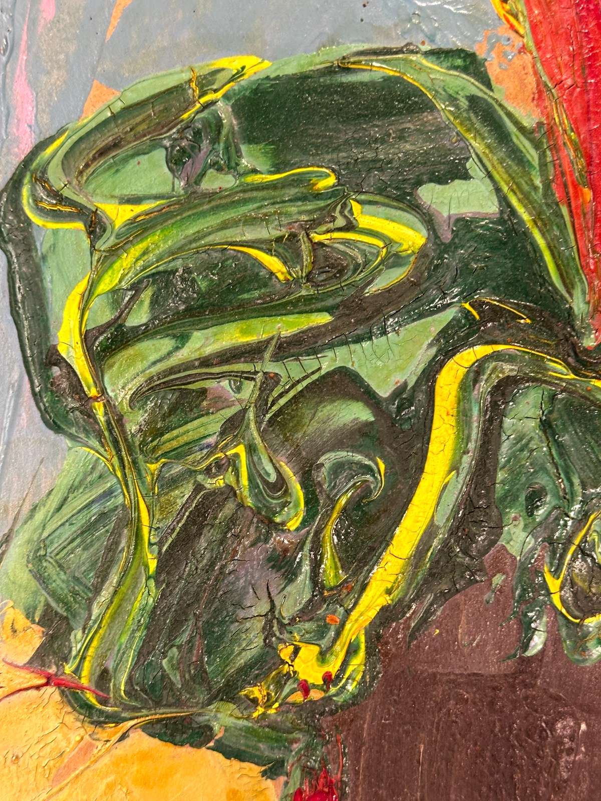 Bohumil Samuel Kečíř – Rote Blüte in Vase – pastose Spachtelmalerei -gerahmt3