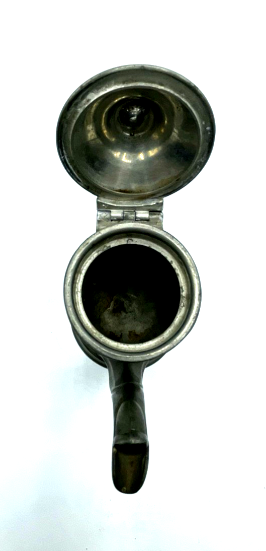 Antik kleine englische Zinnkanne mit Holzgriff um 1900 sehr dekorative Nostalgie5