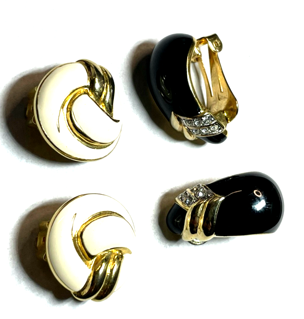 Statement 2x Ohrclips Clips stattlich hochwertiger Soleil Modeschmuck Emaille2