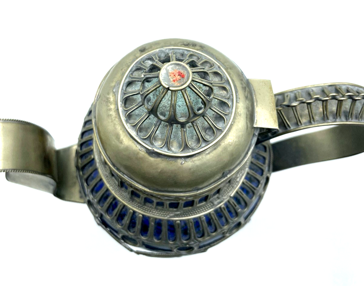 Dachbodenfund orientalische antik Kanne Keramik + versilberte Montur Handarbeit2