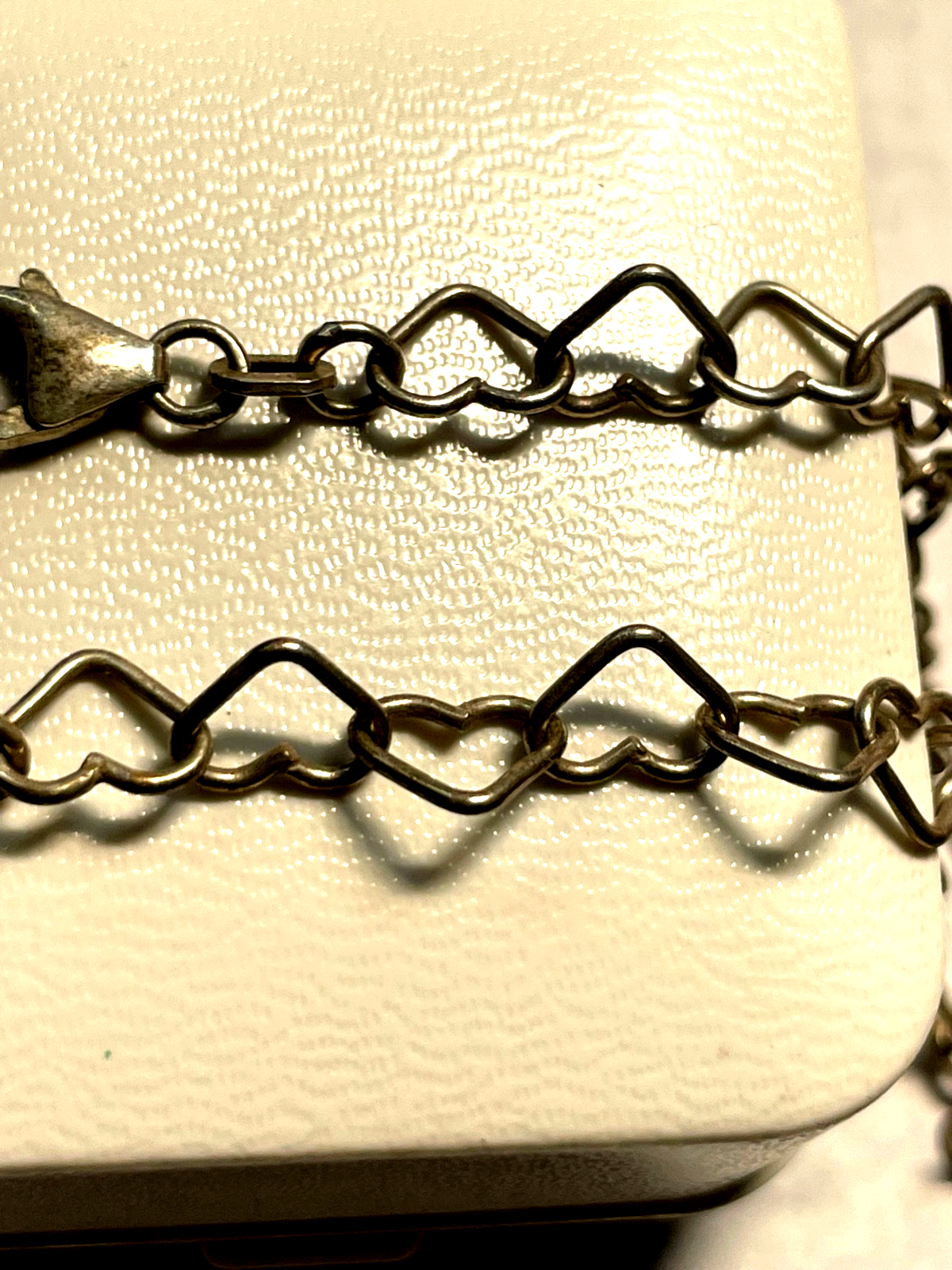 Vintage apartes 925 FBM Silber Collier Halskette aus Herzen L 42 cm B 7 mm 80erJ3