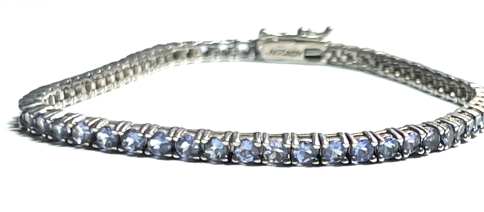 925 Silber Harry Ivens Tennisarmband mit Tansanit L 18 cm B 3 mm sehr gepflegt0