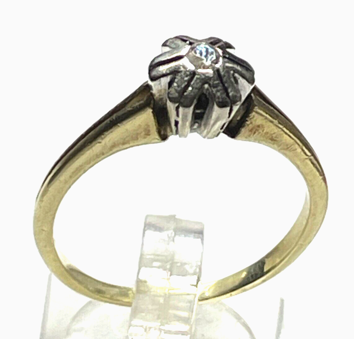 Klassisch solider 585 Gold 14 K Ring Brillant ca. 0,05 ct. Ø 20mm RG 630