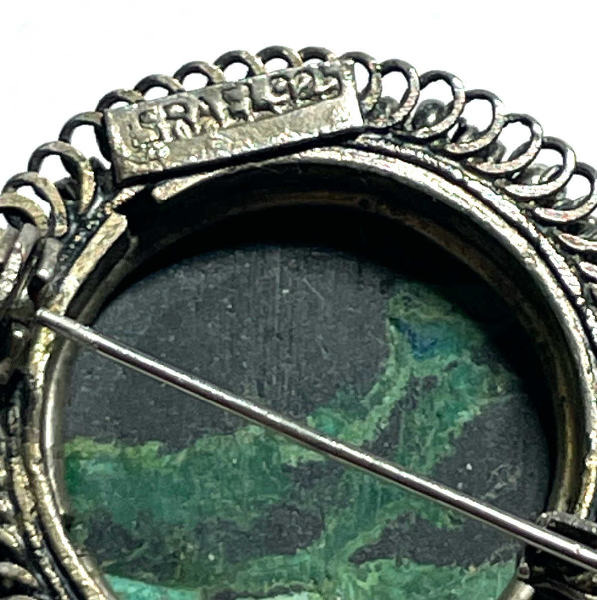 Vintage 925 Sterling Brosche variabler Anhänger mit Eilat Cabochon Handarbeit9