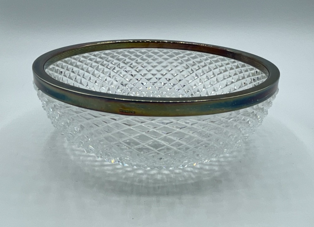 Kristallglas Schüssel Glasschüssel mit 835 Silber Rand WTB Ø 15,5 cm H 5,5 cm1