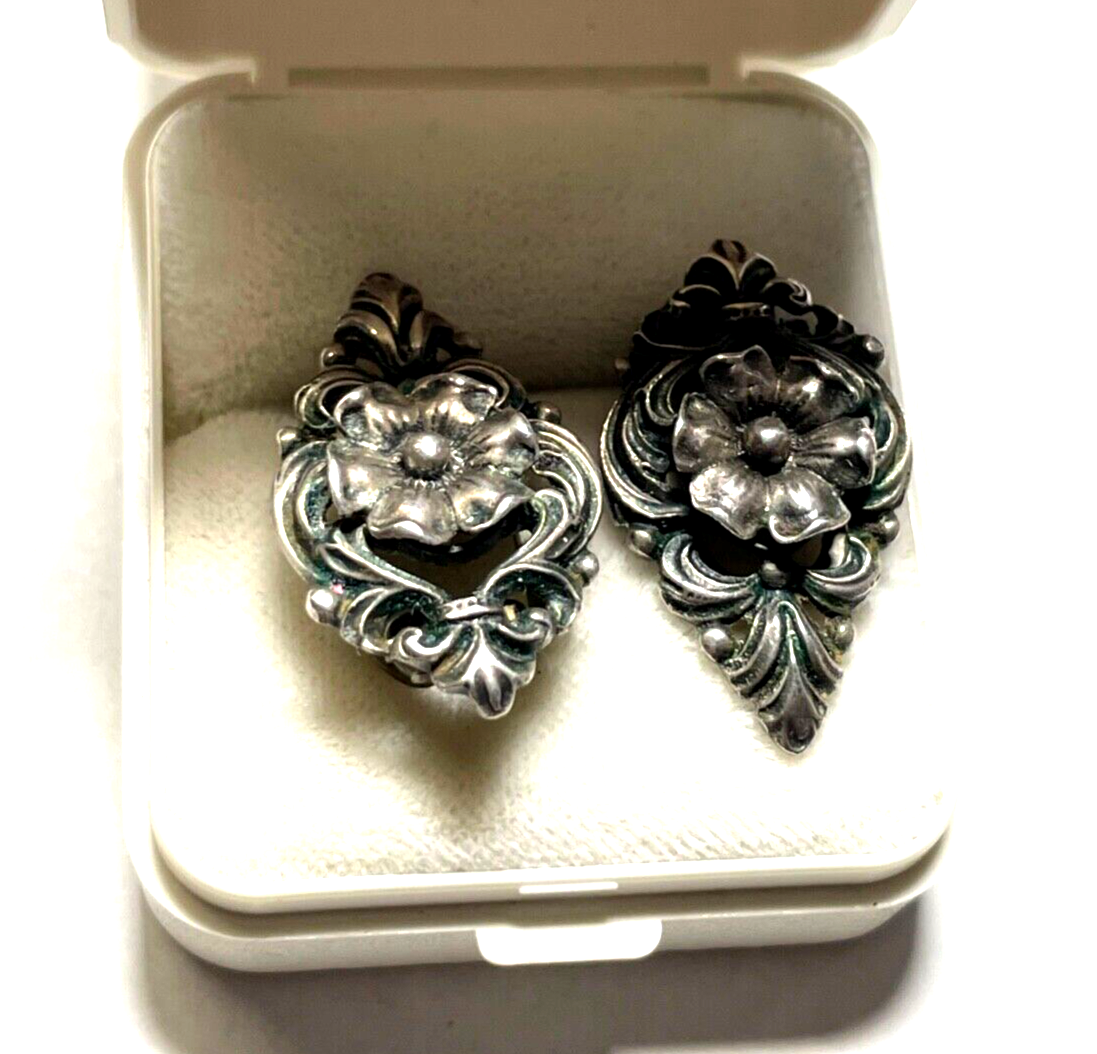 50er J Ohrclips 835 Silber Landhaus Dirndl Trachtenmode Handarbeit sehr apart0