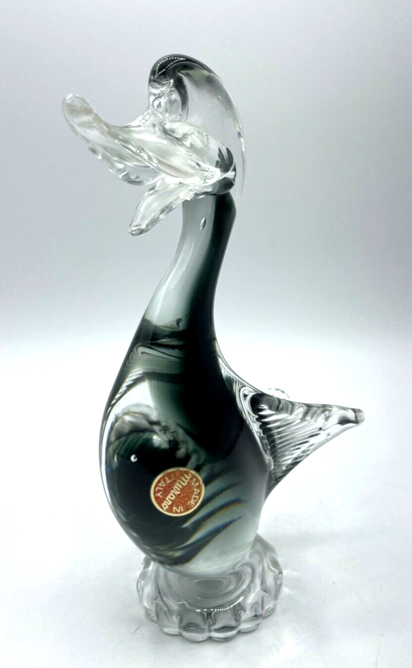 Midcentury Murano Glas Ente Glasfigur mit orig. Etikett H 20 cm groß 50er 60erJ0